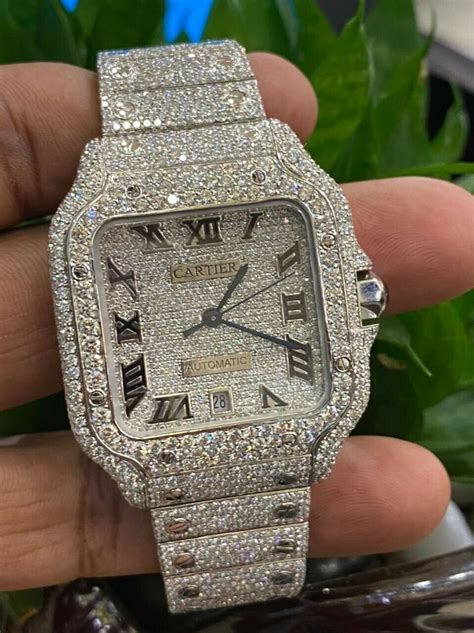 cartier watch men's diamond|men's diamond watch real.